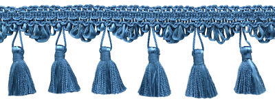 Tassel Fringe Trim, Style# TFSS0225, Color# M45 - French Blue [Sold By The Yard]