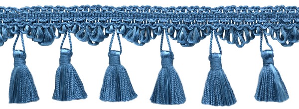 DÉCopro Fringe Trim TFSS0225 Farbe French Blue M45 Polyester 1 Yard-image