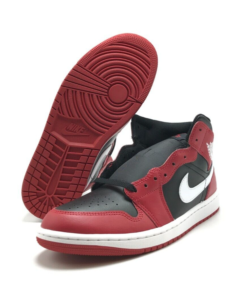 NEW* Men NIKE Air Jordan 1 Mid Black/Gym Red (DQ8426 061), Sz 8.0