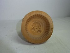 Vintage German Carved Wood Round Butter Mold Flower #i2