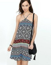 Express Geometric Stripe Ladder Back Trapeze Dress M