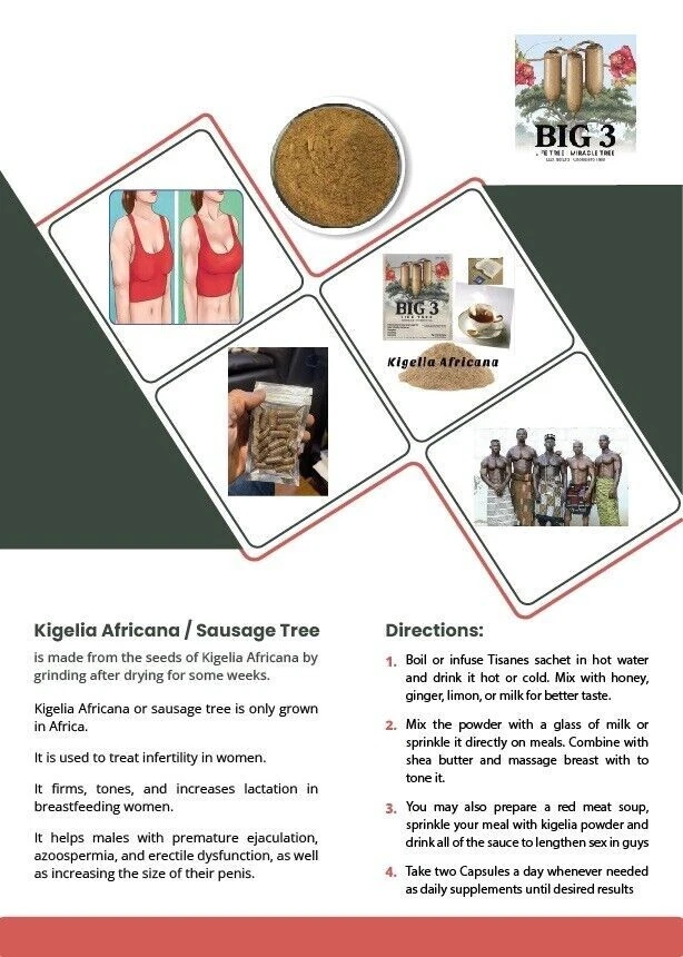 BIG 3 由 Kigelia Africana 男性放大 - 女性乳房和臀部增强剂制成 — 第 4/4 张图片