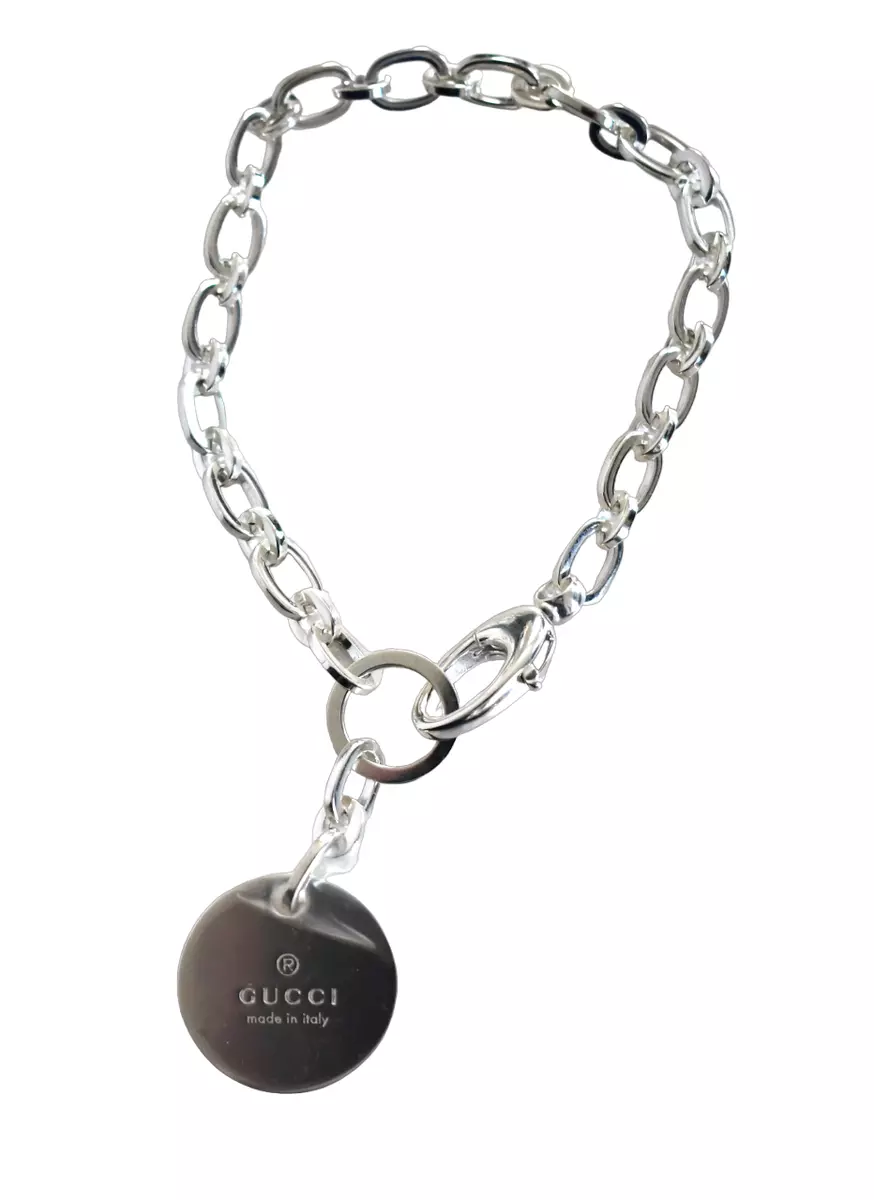 GUCCI TRADEMARK LOGO .925 STERLING SILVER ROUND TAG CHARM