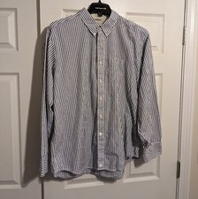 Timberland men's XL long sleeve white and blue striped dress shirt