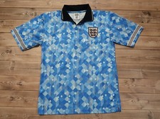 ⚽SCORE DRAW Blue Football Shirt ENGLAND Soccer Jersey Retro Style, Men`s Size S