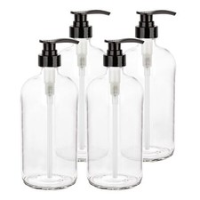 Large Glass Reusable Shampoo Bottle 32 Ounce Pump Dispenser