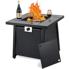28 Inch Propane Fire Pit Table 50000BTU Rectangle Fire Table with Cover Steel