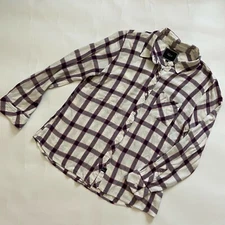 Rails Womens size L Button up Flannel plaid Shirt 100% Rayon Lumber Jane preppy
