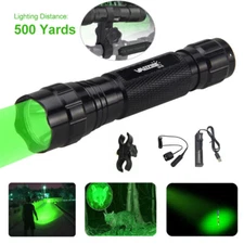 500Yards Green Flashlight Hunting Varmint Hog Pig Torch Waterproof Portable US!
