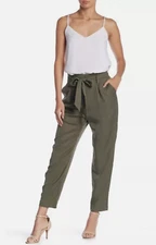Socialite Olive Green Paperbag pants - Women XL