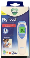 VICKS NO TOUCH 3 IN 1 THERMOMETER MEASURES FOREHEAD TEMPERATURE - NEW IN BOX