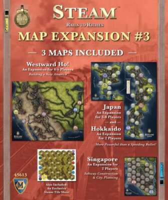 Steam Rails to Riches Railroad Map Expansion #3 Board Game  Japan Singapore West