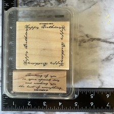 STAMPIN' UP Happy BIrthday Frame Phrase 2 pc Rubber Stamp Set- 2001-NEW