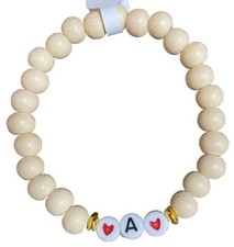 Wooden beaded bracelet Letter A NWT