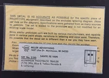 Herald King HO Decal  ATSF Santa Fe Aluminum Piggyback Trailer  #Z-30 Vintage 