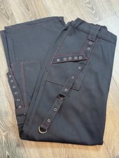 Gothic Pants Black/Red Cotton Trousers Punk Studs Metal Chain Tripp Pant Mens XL