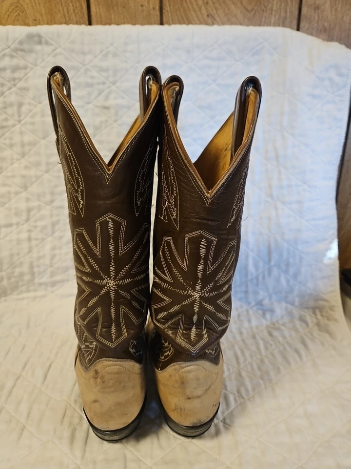 Botas vaqueras de cuero para mujer Tony Lama etiqueta dorada talla 5B marrón tostado occidental de colección Foto 3 de 4