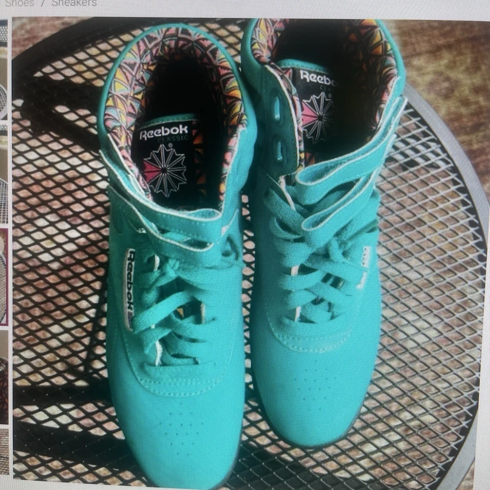 Tênis feminino raro Reebok Classic 5411 estilo livre cano alto azul-petróleo tamanho 9 - Imagem 3 de 4