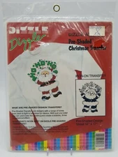 Dizzle Dizzle "Ho Ho Ho Santa" Pre Shaded Christmas Transfer 1989 New Old Stock
