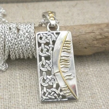 Sterling Silver Celtic Knot & 18K Ogham Family Clann Pendant Keith Jack  Jewelry