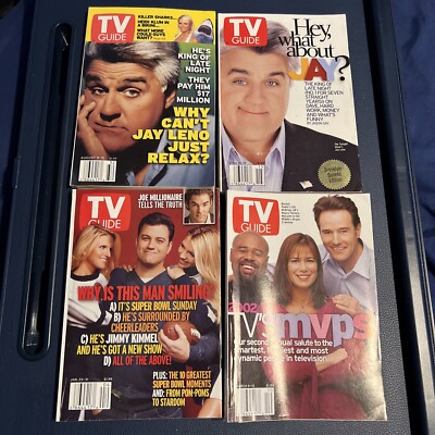 TV Guide 2002 2003 Lot 4 Comedian Covers Jimmy Kimmel Jay Leno