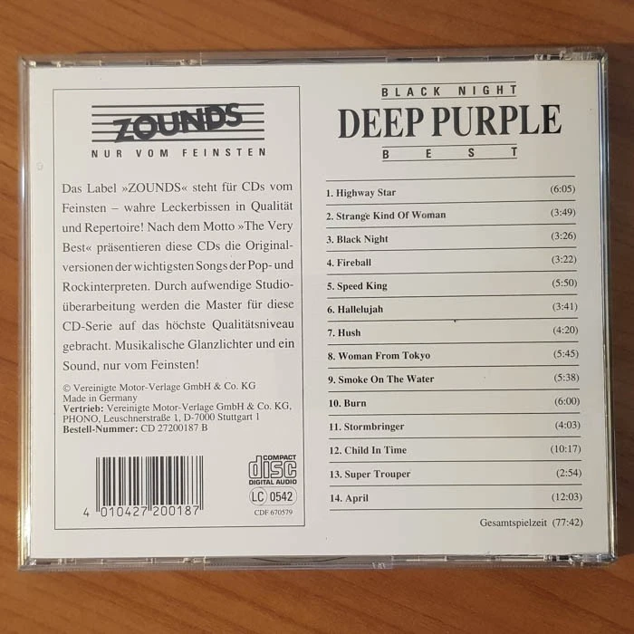DEEP PURPLE Best - Black Night ZOUNDS EX/EX(CD) - Bild 4 von 4