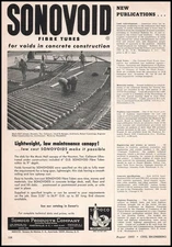 1955 Houston Texas Music Hall Construction Photos Sonovoid Fibre Tubes Print Ad