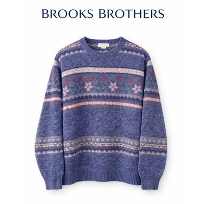 Vintage Brooks Brothers Fair Isle Wool Sweater Blue Multicolor Size M Unisex