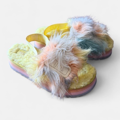 UGG Fluff Yeah Disco Slide Fur Tie Dye Margarita Women’s Size 9 Sandals Slipper