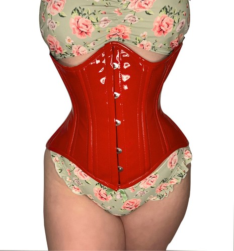 Costume sottobusto clessidra disossato acciaio resistente modellatore corpo corsetto PVC - Foto 2 di 11