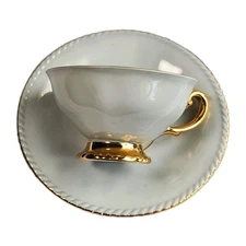 Vintage RW Bavaria West Germany Gray & Gold  Demitasse Cup & Saucer