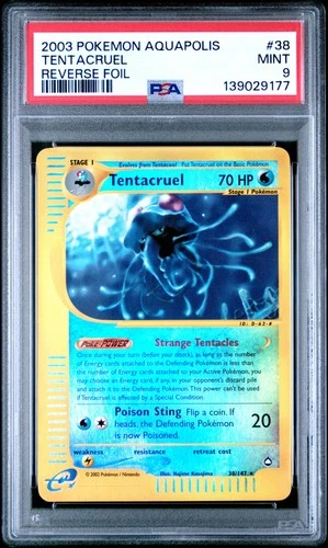 2003 POKEMON AQUAPOLIS #38 TENTACRUEL-REVERSE FOIL PSA 9