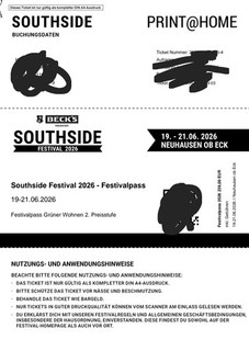 Southside Festival 2026 Festivalpass Grüner Wohnen