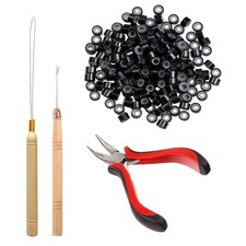 Professional Hair Extension Tool Set - 500 Silicone Micro Rings Included