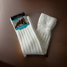 VTG Socks Ladies Cuddl Duds 80s Cable Knit Plushfill USA Stockings Size 4-10