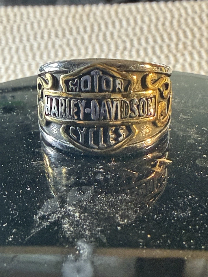 Anillo de acero inoxidable Harley Davidson para hombre talla 12 nuevo 2 tonos Foto 2 de 4