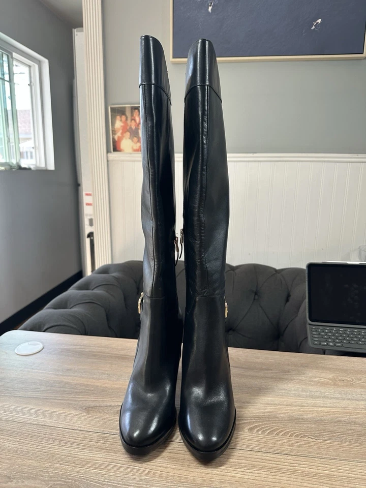 MARCIANO black leather Knee High boots, Buckle, NWOT Women’s Size 11M EU 41 - Изображение 3 из 4