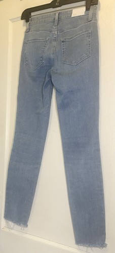 Paige Size 23 Blue Light-Wash 5-Pocket Belt-Loops Raw Hem Hoxton Ankle Jeans - Picture 10 of 12