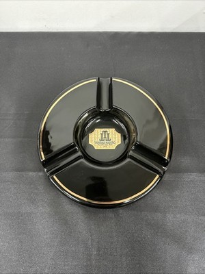 Trinidad Maduro Black Ceramic Cigar Ashtray 9.5'' Gold Inlay Trinidad Cigars
