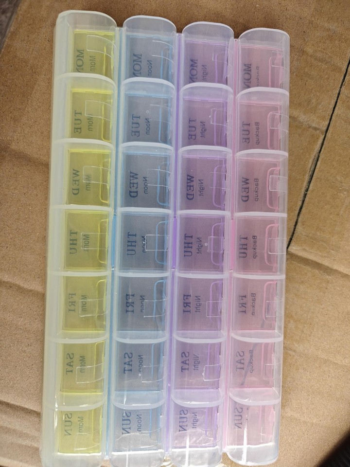For Vitamins Extra Large Weekly Pill Organizer 2 Times A Day Medicine ...