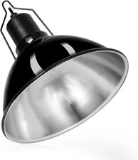 8.5in Dome Reptile Heat Lamp Fixture, UVB-Compatible, E26, 150W Max, Switch Hook
