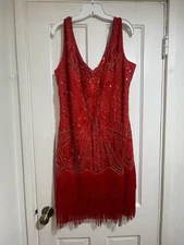 Red New Years Eve Sequins Flapper Babeyond Dress Size 3X 