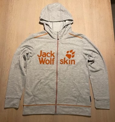 leichte Kapuzenjacke von JACK WOLSKIN in grau-orange Größe 152