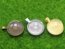 5 Pcs Glass Dome With Alloy Base 1/2 Globe Bottle glass vial Pendant 20mm Dome