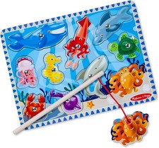 Magnetic wooden fishing game puzzle for kids.