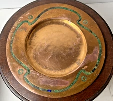 Los Castillo Taxco Copper Plate Turquoise Inlay Handmade In Mexico #32 Patina