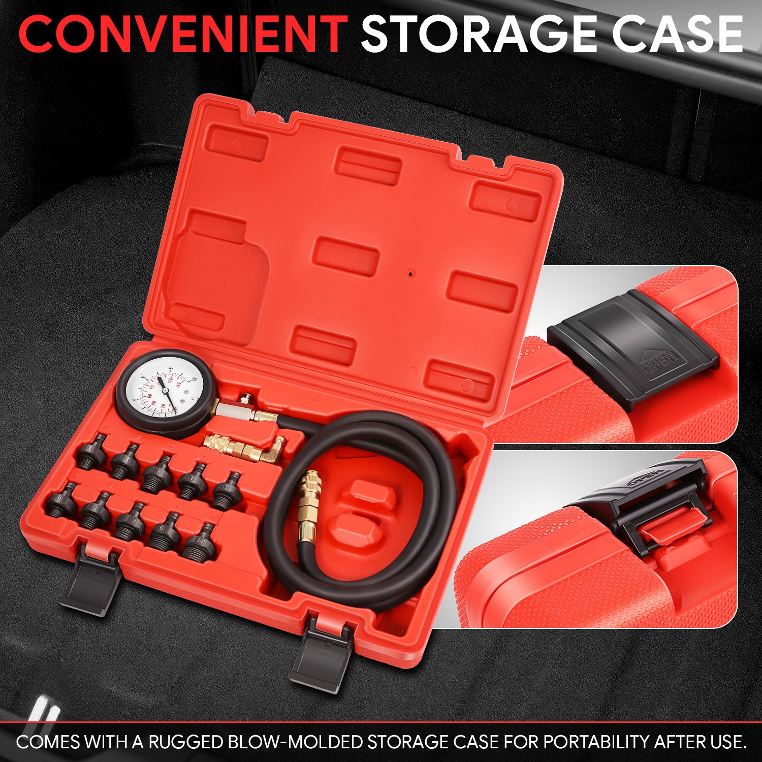 [13Pcs] Oil Engine Compression Gauge Meter Tester Kit Car Truck ATV Motorcycle