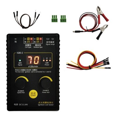 Portable IG80 Car Ignition Coil Tester - 12/24V Diagnostic Tool Kit With Power Cable & 3 Coils For Vehicle Repair