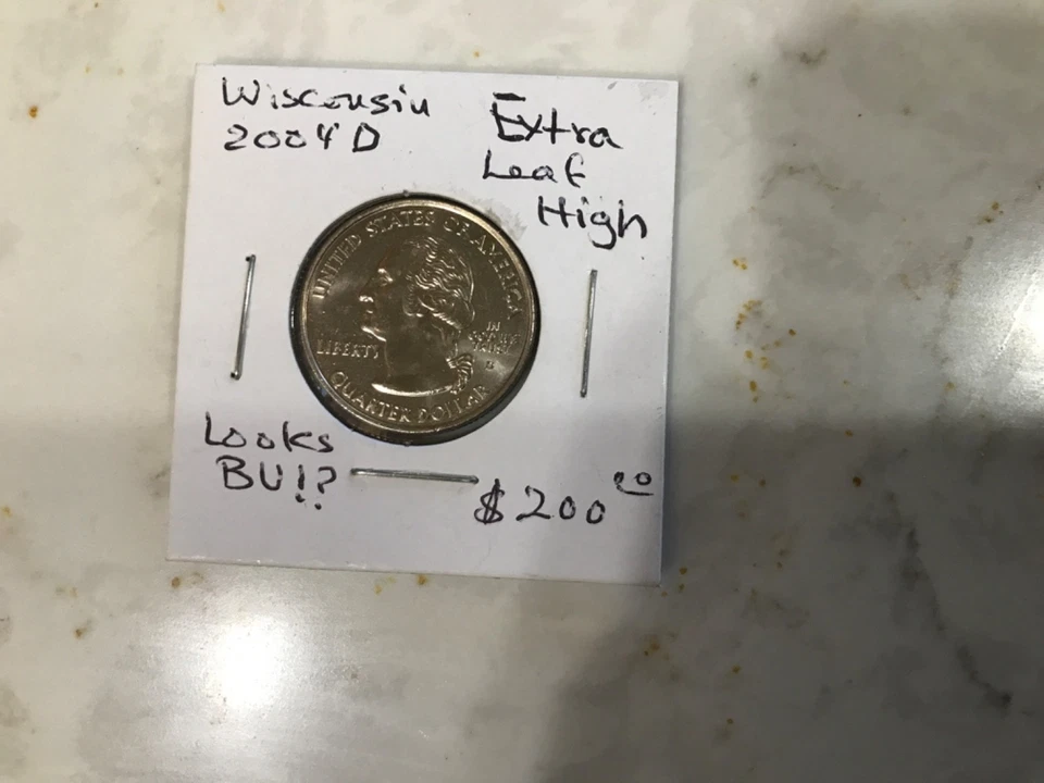 2004D WISCONSIN QUARTER,RARE ERROR EXTRA LEAF HIGH,LOOKS BU! - Image 3 of 4