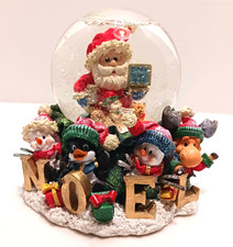 Vintage Santa And Friends Noel Musical Holiday Snow Globe Plays Jingle Bells